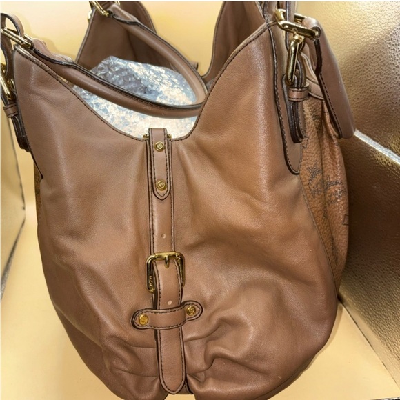 MCM cognac /brown viscose and leather hobo bag - Picture 6 of 17